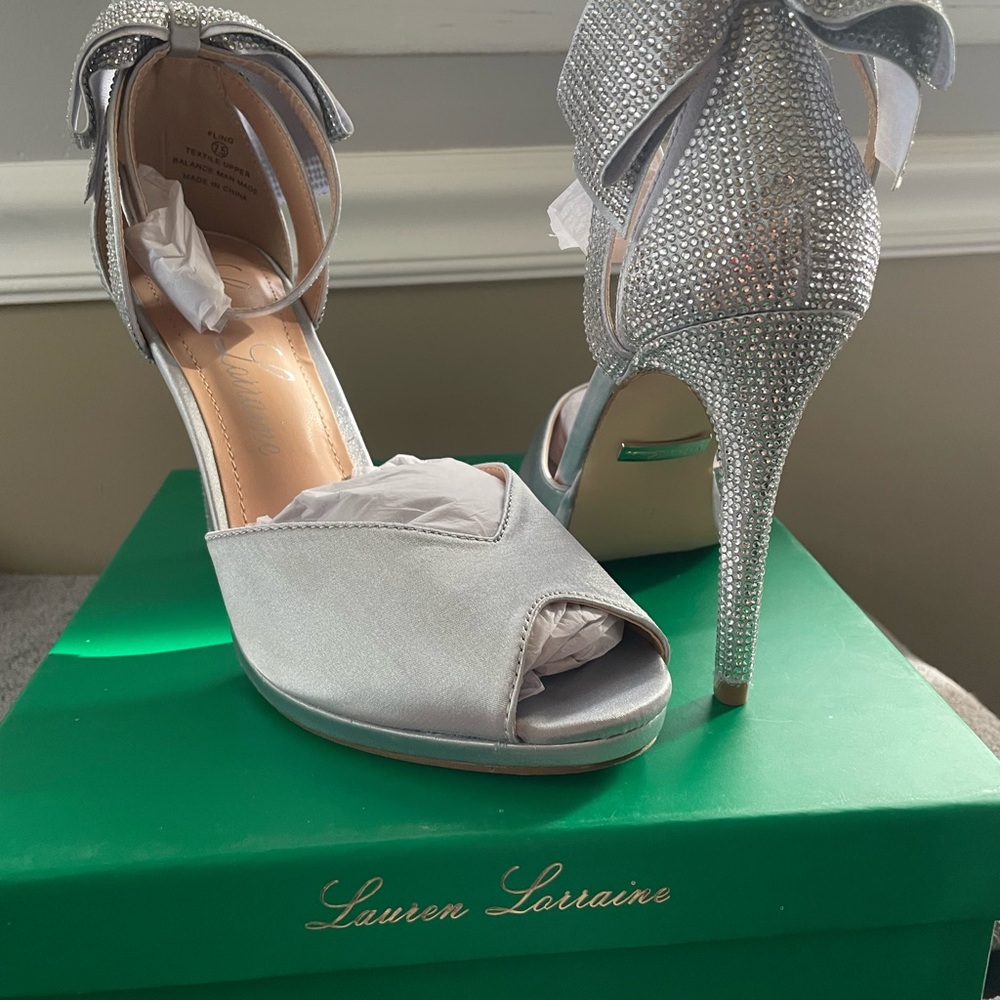 Lauren Lorraine Glittering Silver Heels